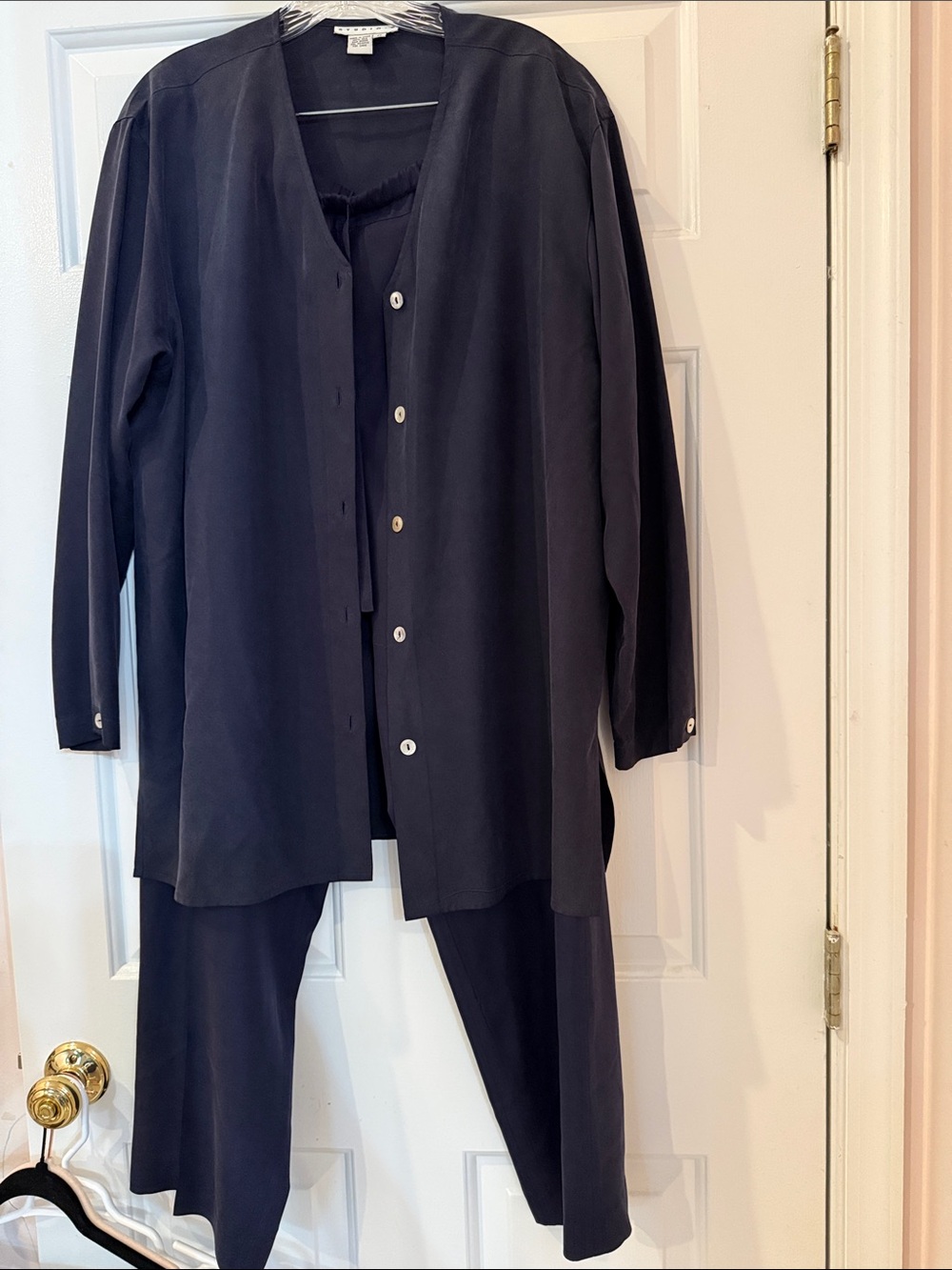Women's Black Lightweight Shirt Jacket Set by Studio B